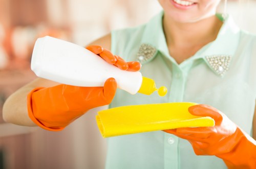 Cleaning team working in a Camden apartment during end-of-tenancy handover